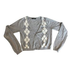 Brandy Melville button up cropped grey cardigan sweater one size‎